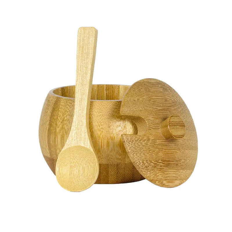 Salt Pot & Spoon - Bamboo
