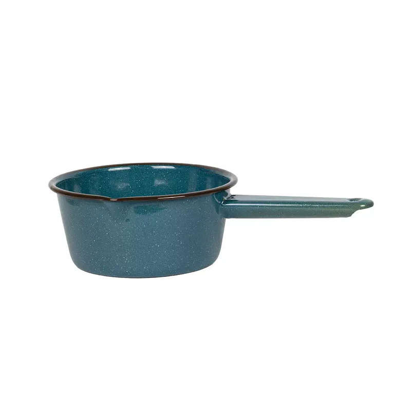 Sauce Pot - Enamel Teal Brown Rim