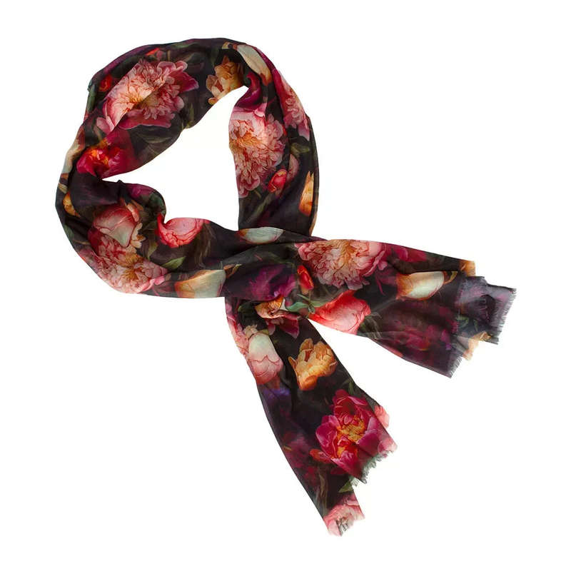 Scarf - Ebony Vivid Flowers