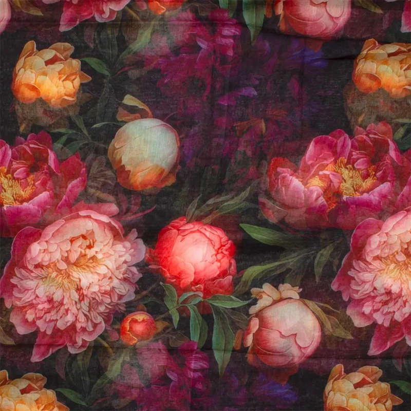 Scarf - Ebony Vivid Flowers