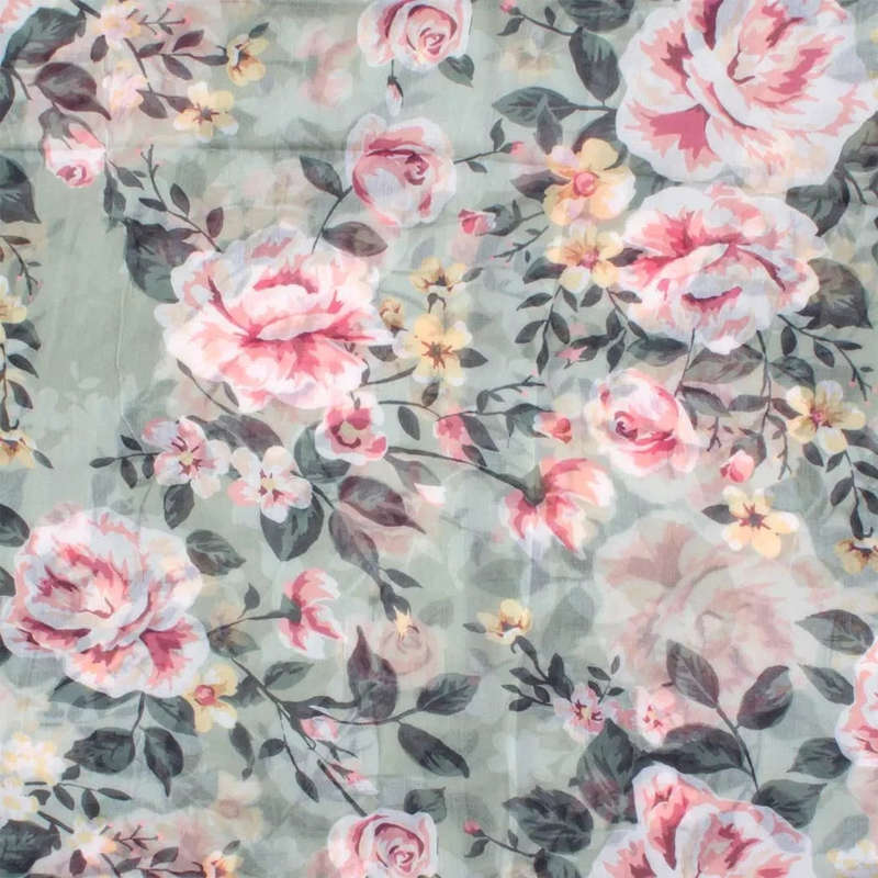 Scarf - Grey Pink Roses