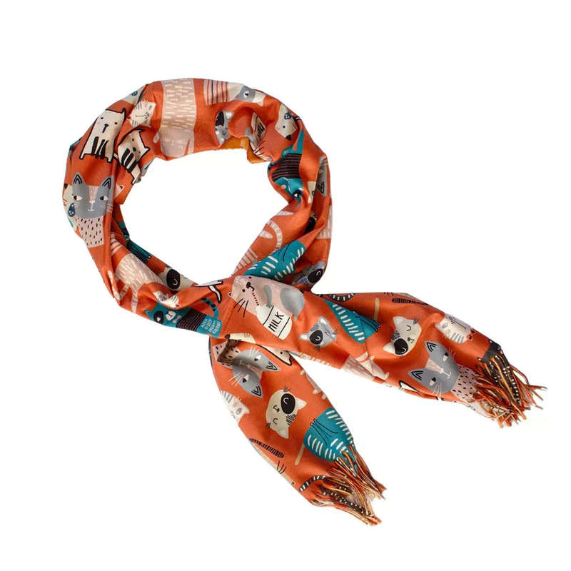 Scarf - Kitty Collage Orange