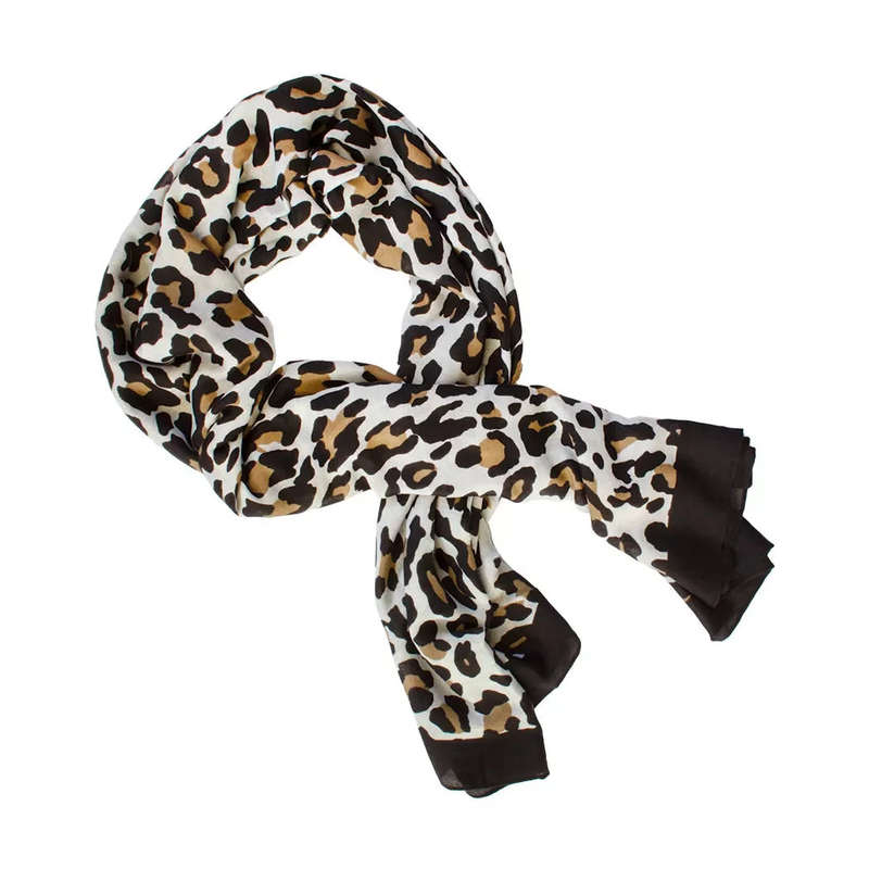 Scarf - Light Leopard Black Edges
