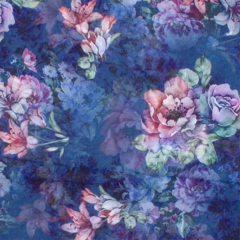 Scarf - Navy Flowers
