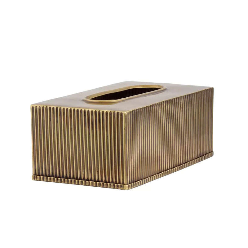 Tissue Box - Brass Lines