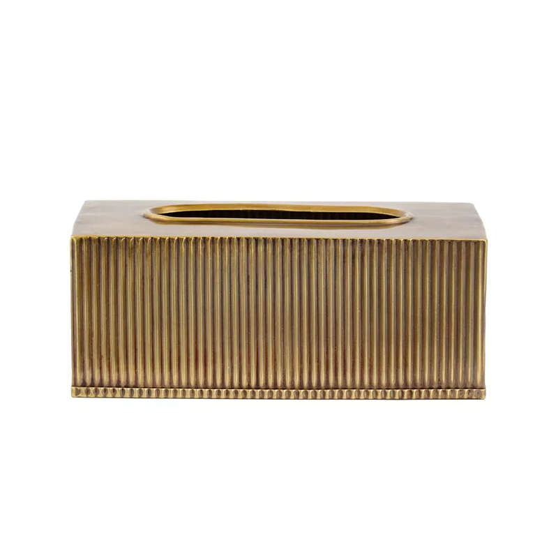Tissue Box - Brass Lines