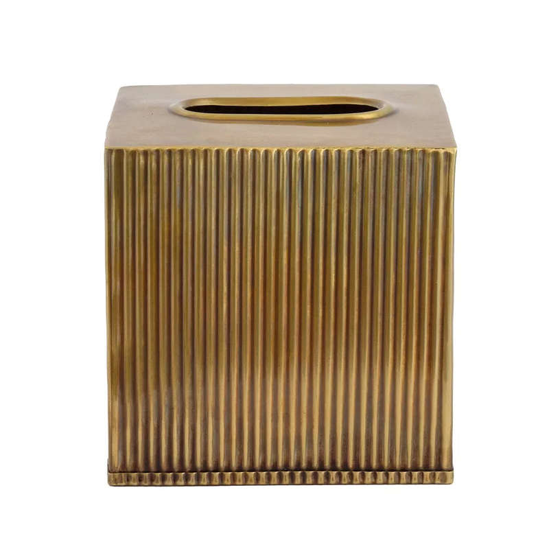 Tissue Box - Brass Lines Square