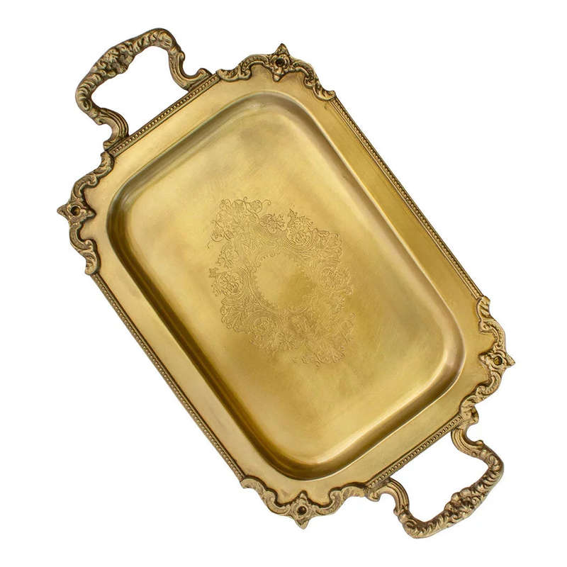 Tray - Handled Rectangular French Brass