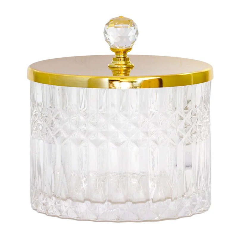 Trinket Box - Glass Royal with Golden Lid