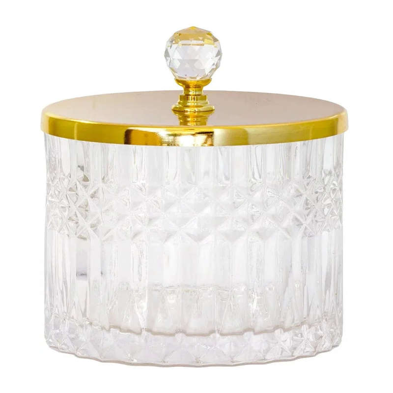 Trinket Box - Glass Royal with Golden Lid
