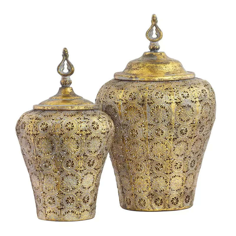 Trinket Box - Golden Tall Moroccan 34cm