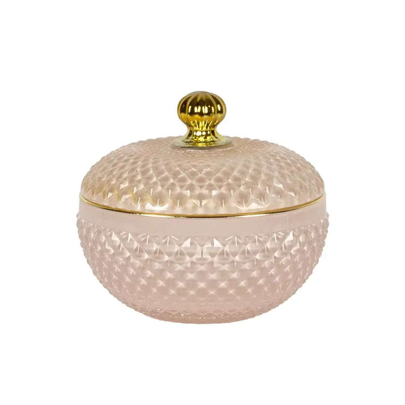 Trinket Box - Pale Pink & Gold 9cm