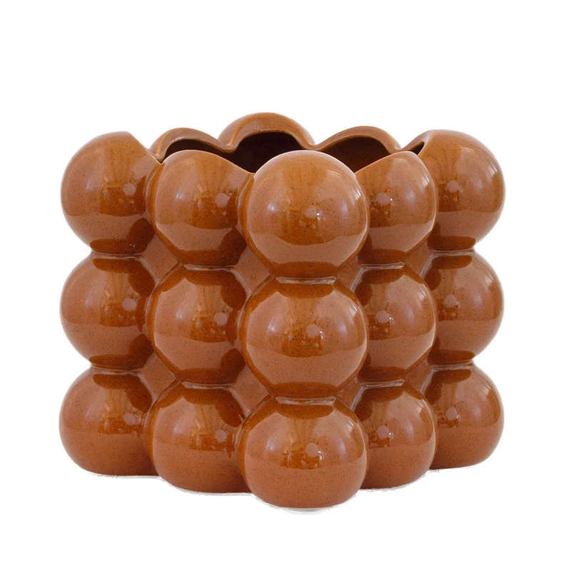Vase - Bubble Chocolate Brown Squared