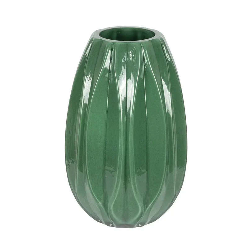 Vase - Striped Green 25cm