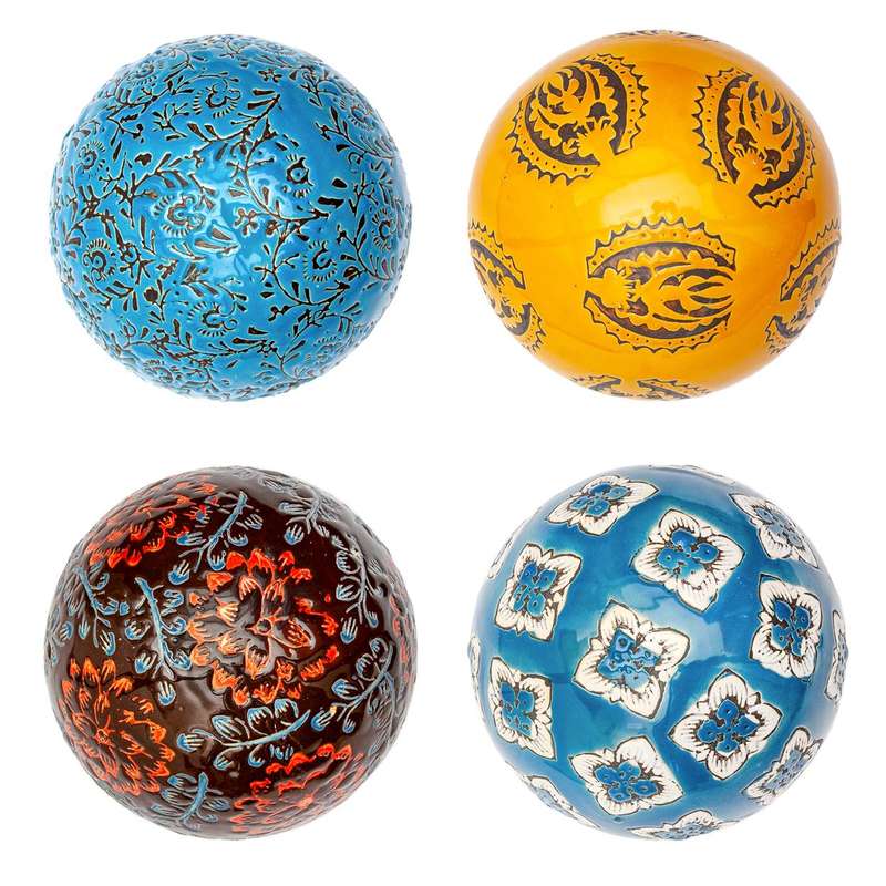 Ceramic Balls - Set of 4 Multi Colours 10cm