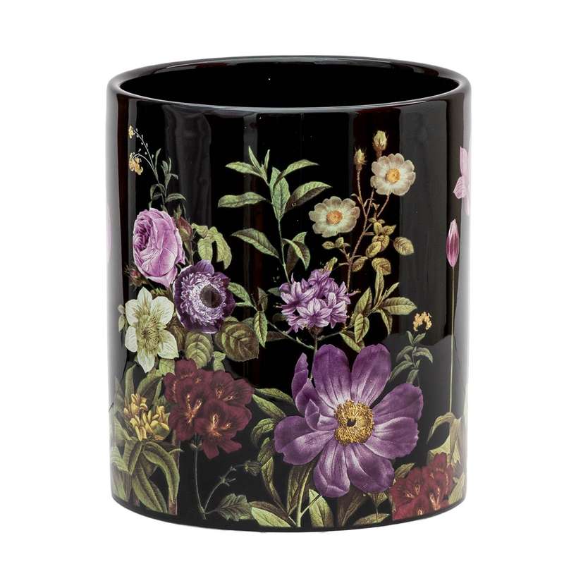 Ceramic Planter - Ebony Flowers 14.5cm