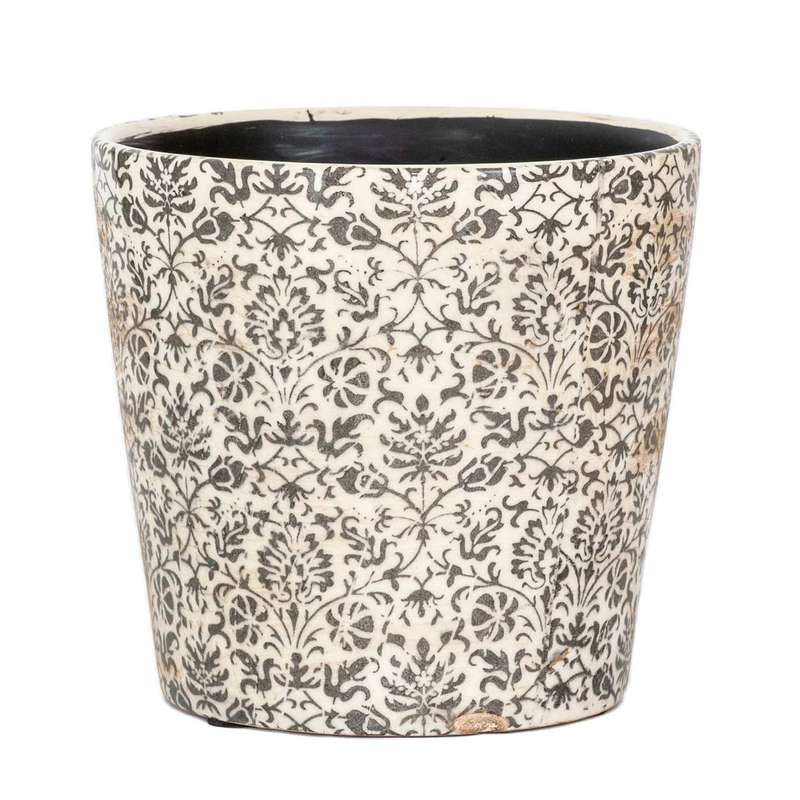 Ceramic Planter - Charcoal Fleur