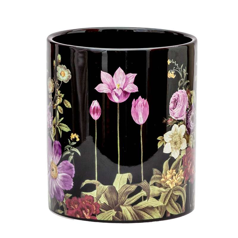 Ceramic Planter - Ebony Flowers 14.5cm