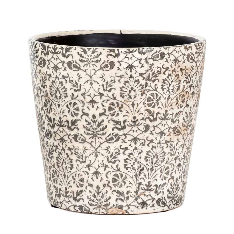 Ceramic Planter - Charcoal Fleur