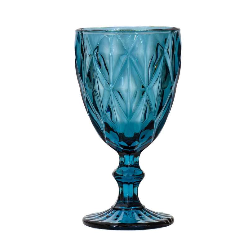 Wine Glass - Large Diamonds Blue 300ml