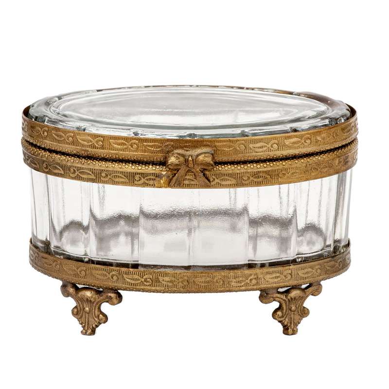 Jewelry Box - Brass Oval Ribbon