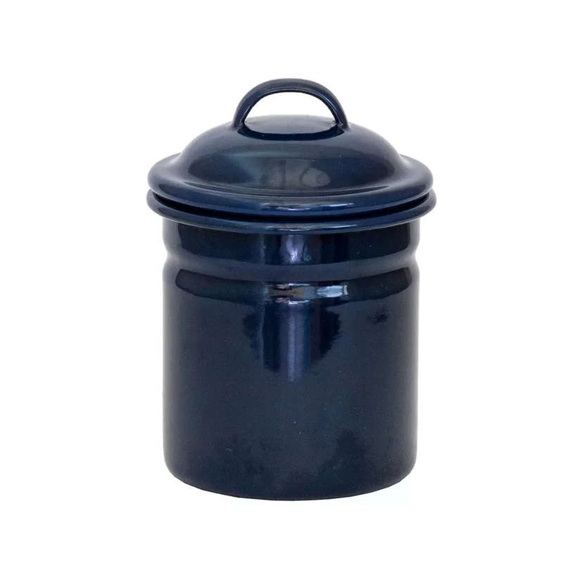 Canister - Enamel Pot with Lid Various Colours