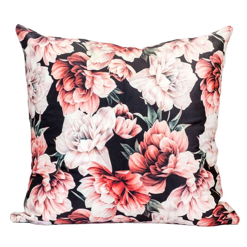 Scatter Cushion (Cover Only) - Ebony Floral 55 x 55 Velvet