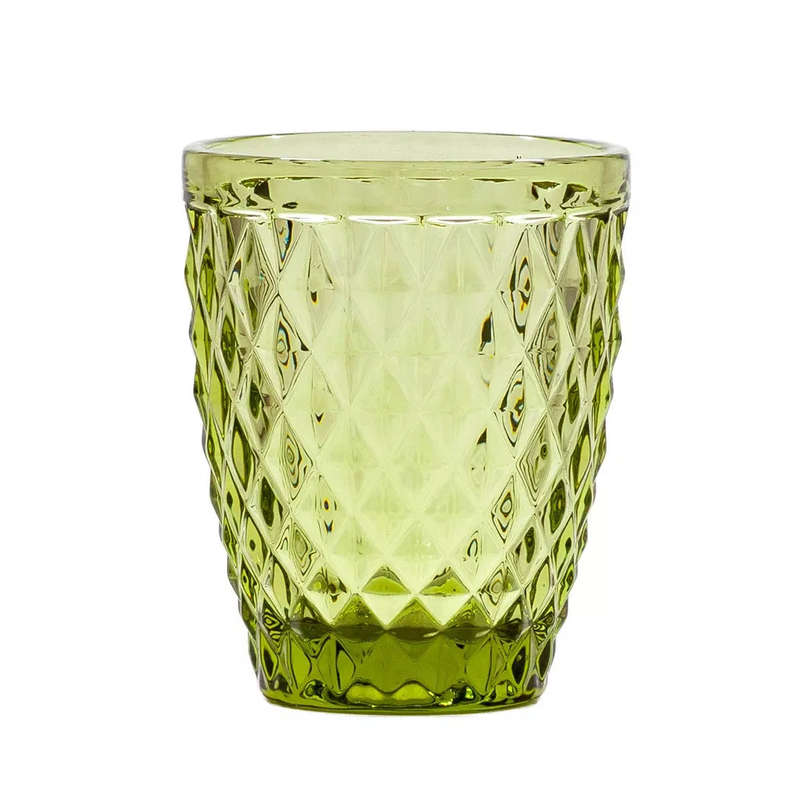 Drinking Glass - Diamonds Green Tumbler 225ml