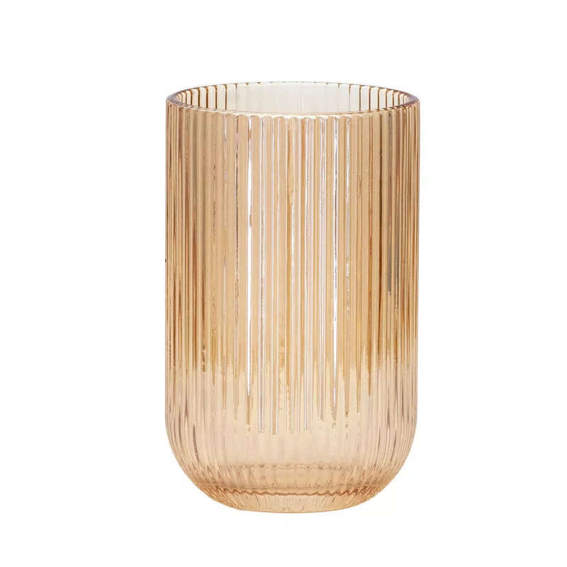 Drinking Glass - Lines Amber 410ml