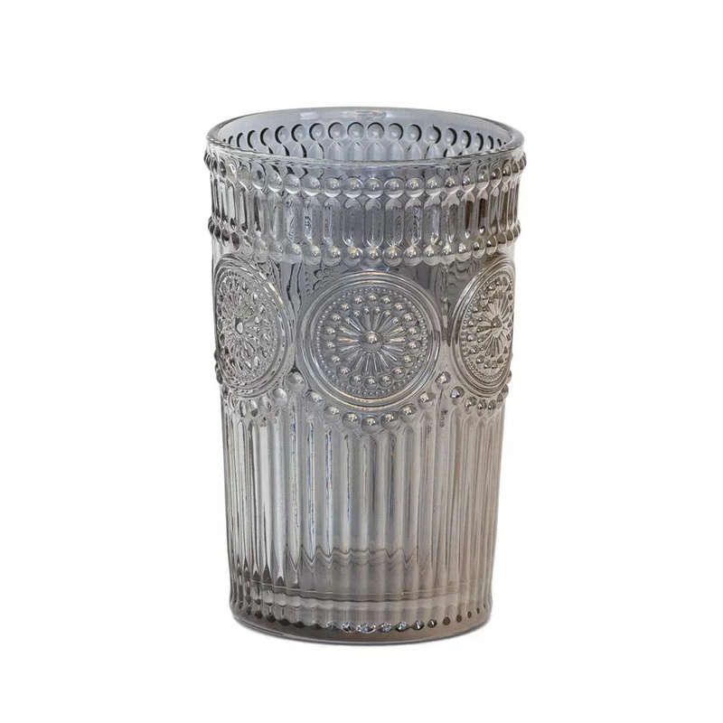 Drinking Glass Single - Pinwheel Silver Pearlescent 350ml