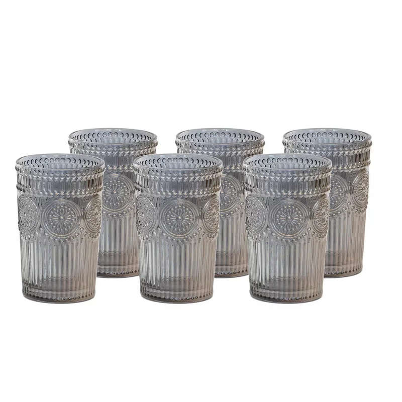 Drinking Glass Single - Pinwheel Silver Pearlescent 350ml