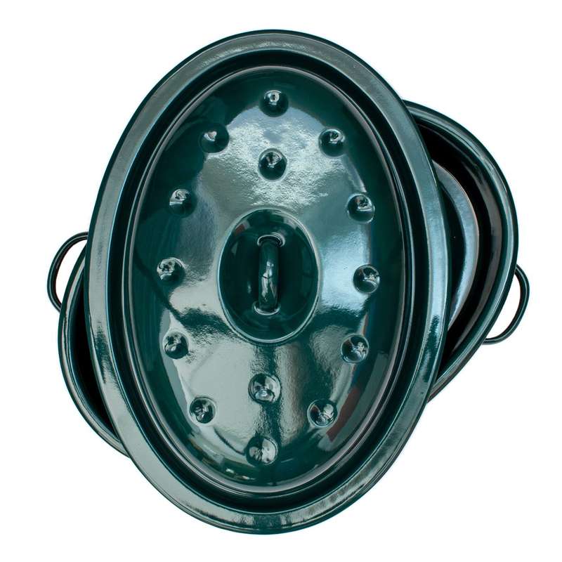 Classic 30cm  Oval Enamel/ Roasting Dish/Pan/Braaibak with Lid Green, Blue or Red Oven & Braai ...