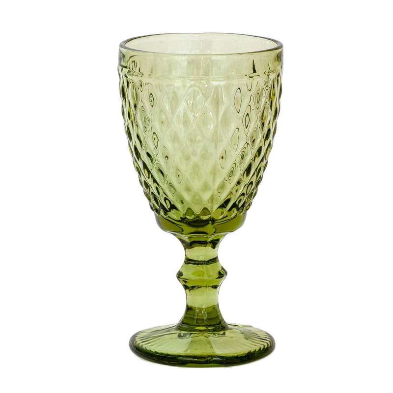 Wine Glass - Diamonds Green 300ml