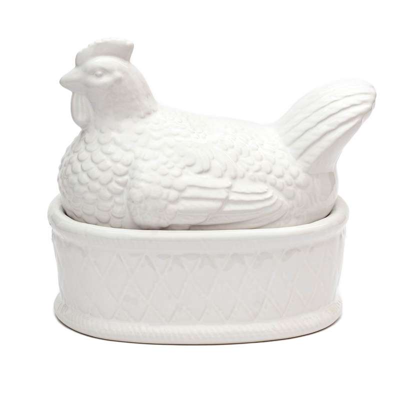 Ceramic Box - Hen Oval 18cm