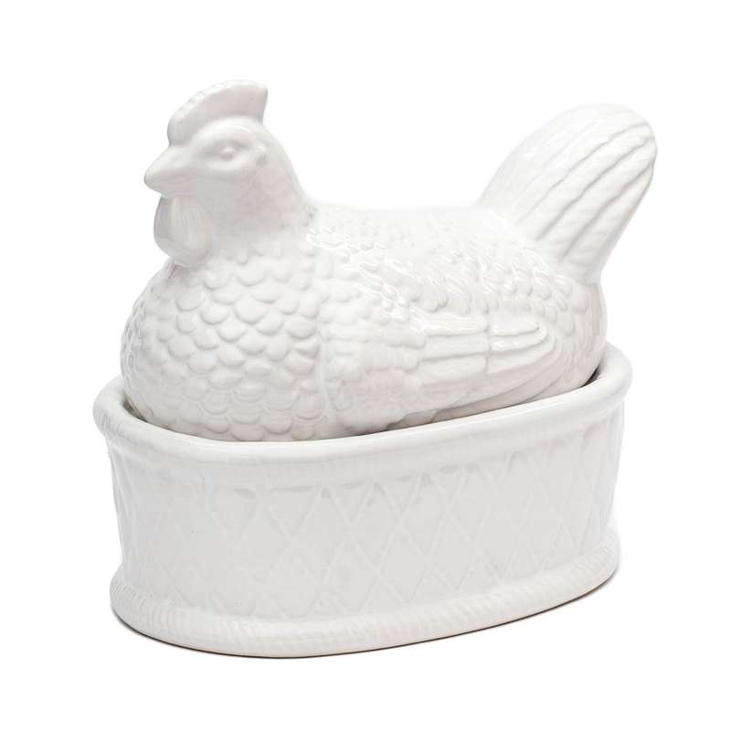 Ceramic Box - Hen Oval 18cm