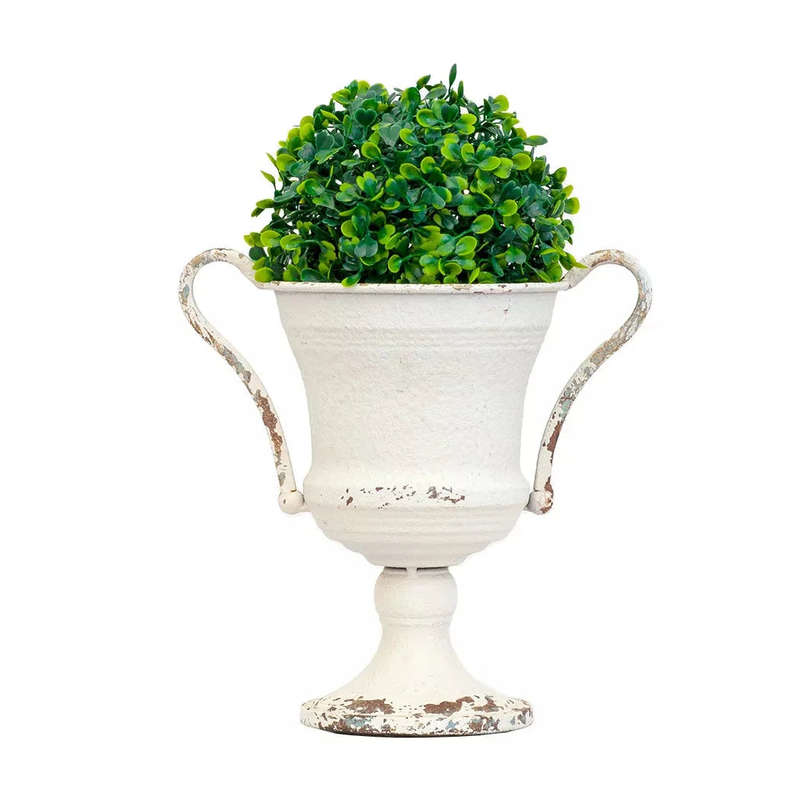 Metal Vase - White Solid Handles 22cm (Vase Only)