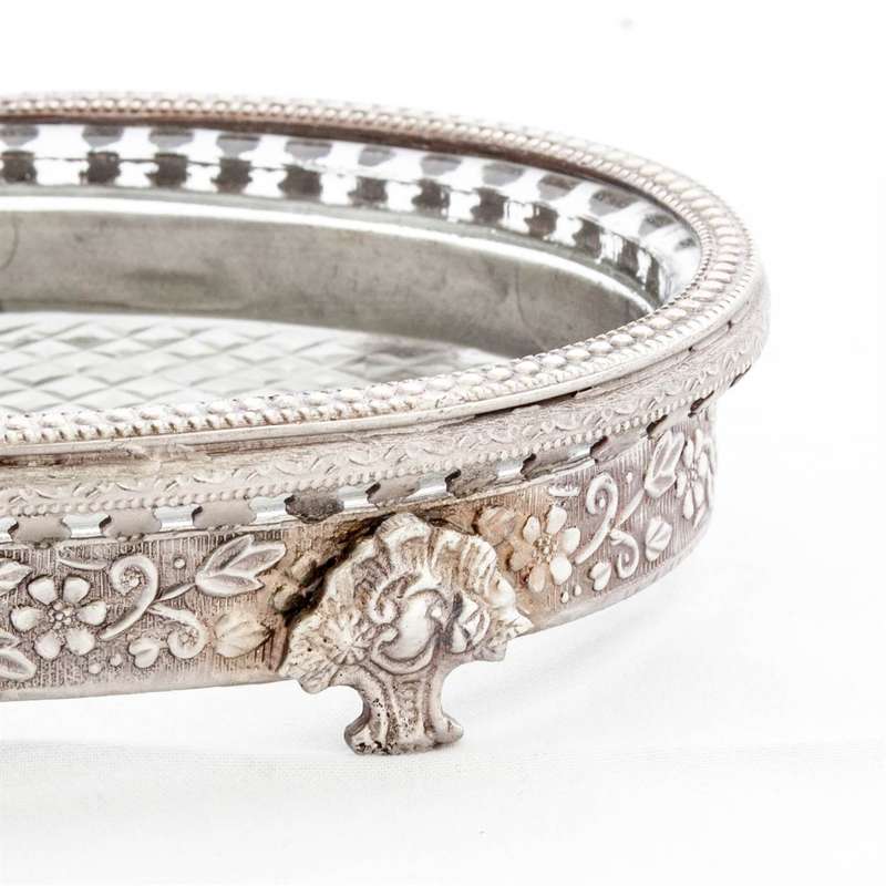 Soap Dish - Oval Pewter & Glass