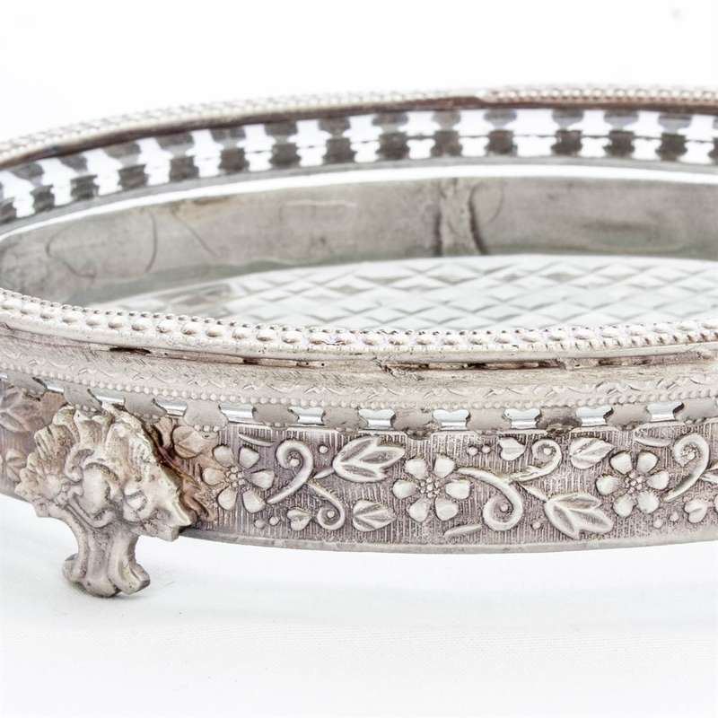 Soap Dish - Oval Pewter & Glass