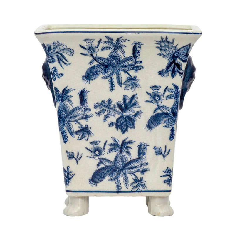 Planter - Blue & White Jungle on Feet