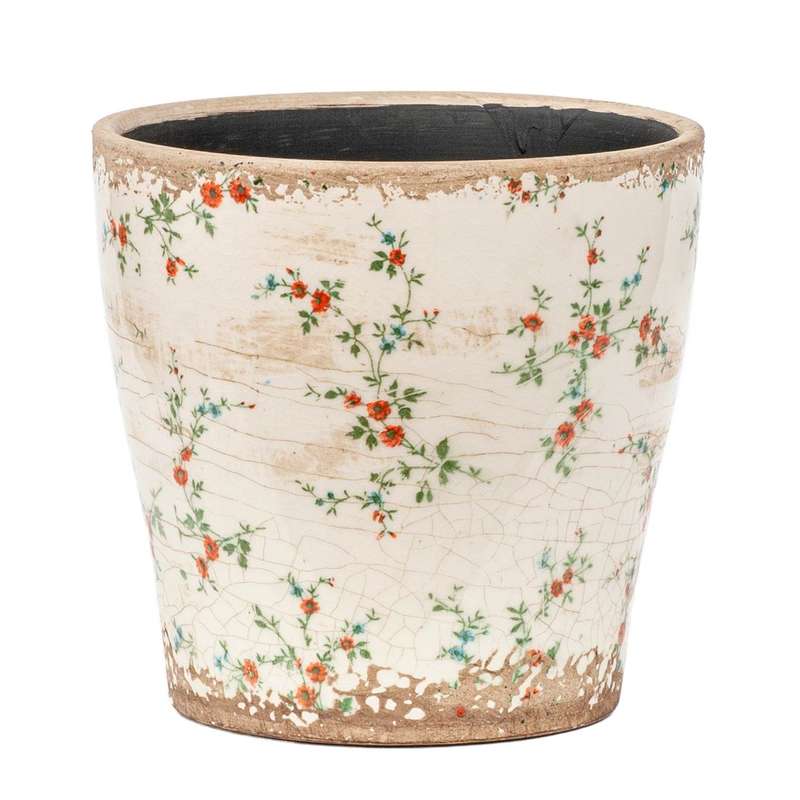 Ceramic Planter - Fine Red Flowers