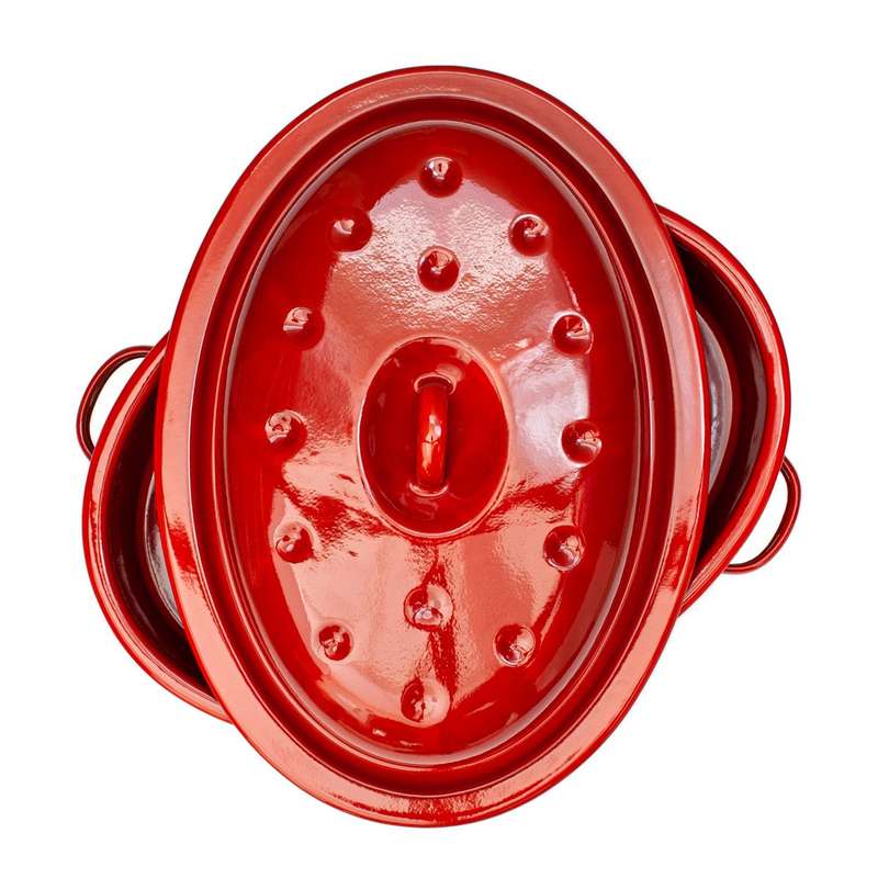 Classic 30cm  Oval Enamel/ Roasting Dish/Pan/Braaibak with Lid Green, Blue or Red Oven & Braai ...