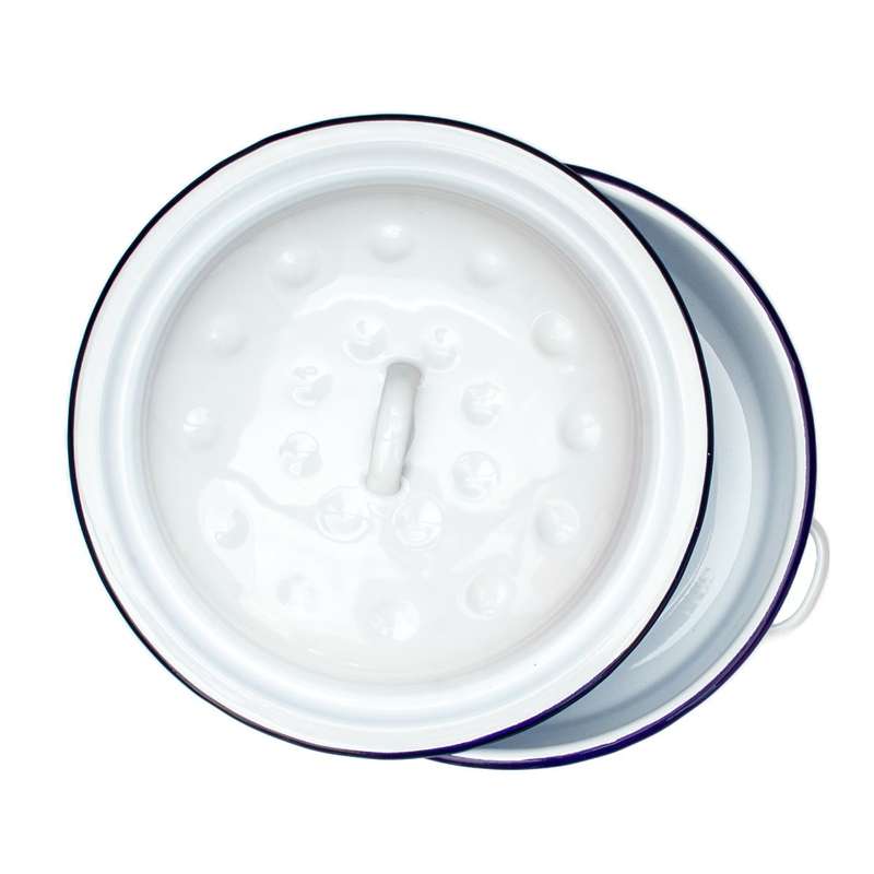Roaster Pan - 1st Grade Enamel White Round (Braaibak) Lrg