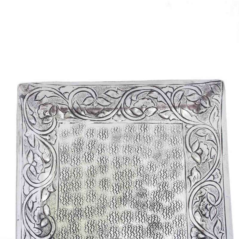 Tray - Rectangular Flowers Silver
