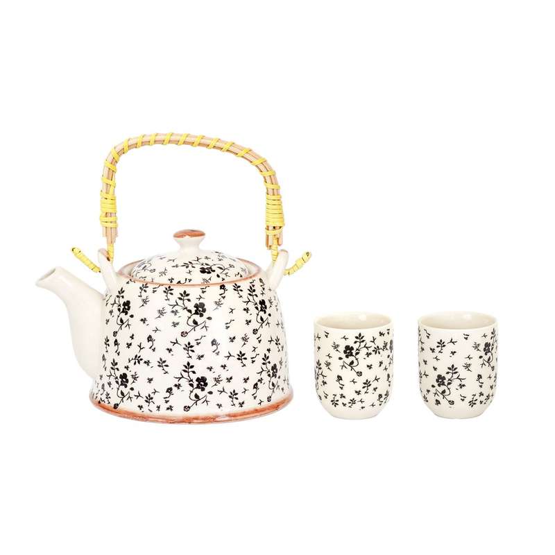 Teacup - Black & White Blossoms Set of 2