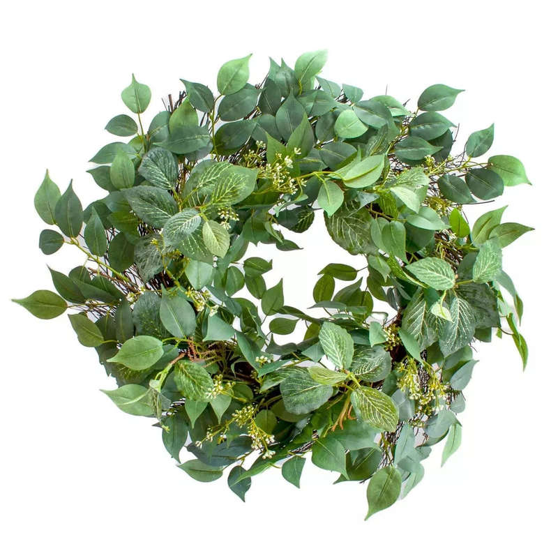 Wreath -Spring Ruskus With Twigs 52cm