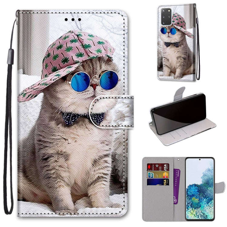 For Samsung Galaxy S20+ Coloured Drawing Cross Texture Horizontal Flip PU Leather Case with Holde...