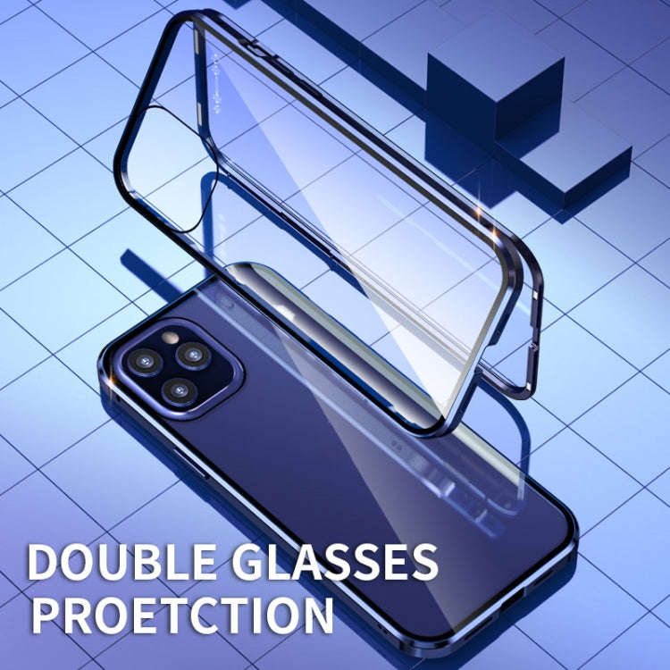 Double Sides Tempered Glass Magnetic Adsorption Metal Frame HD Screen Case For iPhone 12 Pro Max(...