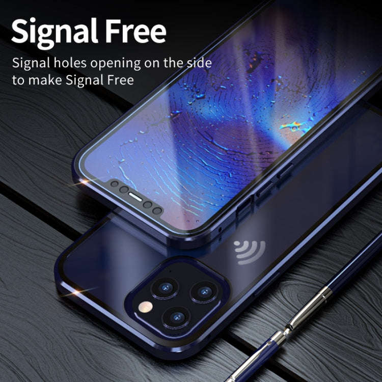 Double Sides Tempered Glass Magnetic Adsorption Metal Frame HD Screen Case For iPhone 12 Pro Max(...