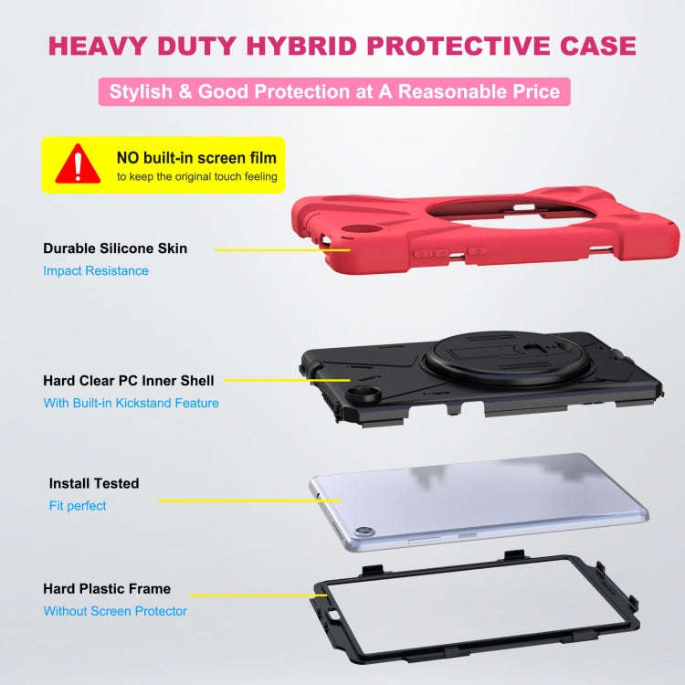 For Lenovo Tab M8 Shockproof Colorful Silicone + PC Protective Case with Holder & Hand Grip Strap...