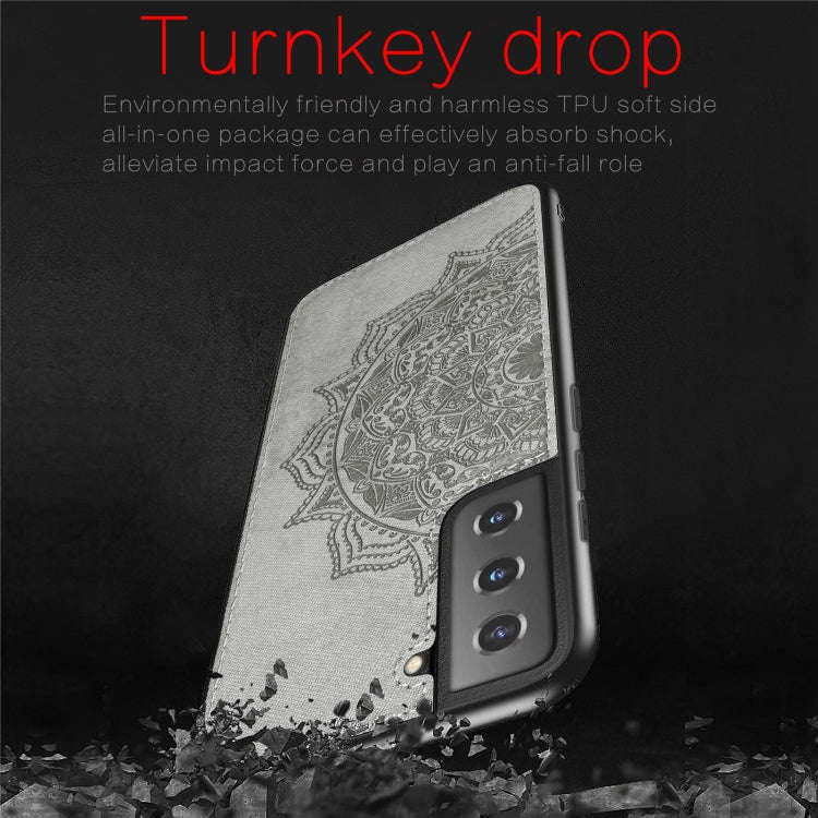 For Samsung Galaxy S21 Plus  5G Mandala Embossed Cloth Cover PC + TPU Mobile Phone Case with Magn...